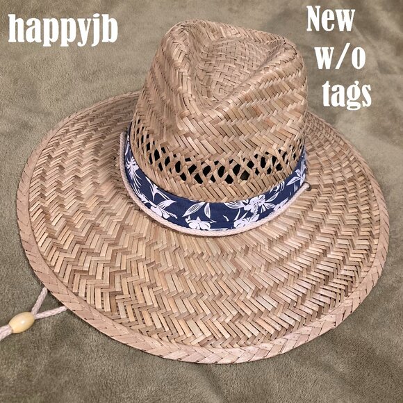 NWOT Vintage Unbranded Natural Rush Straw Sun Hat One Size - Picture 2 of 12